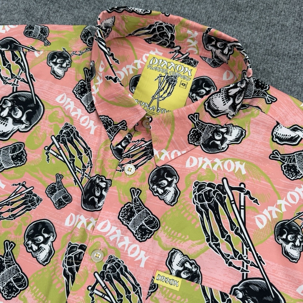 Dixxon Flannel Co Tuna Town Shirt Mens 4XL Skull Party Short Sleeve AOP Stretch